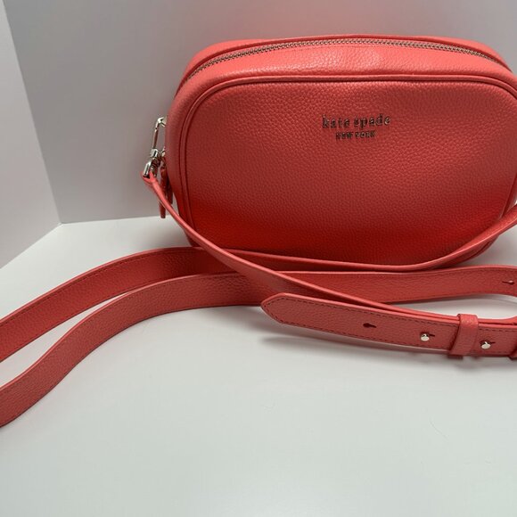 Kate Spade Astrid - Peach Melba Pink Leather Camera Bag Crossbody - Picture 2 of 11